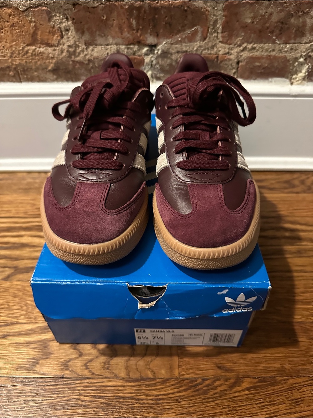 adidas Burgundy and Gum Samba Sneakers